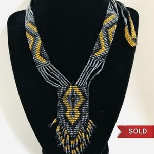❌SOLD❌Vintage Beaded Chevron Navajo Tie